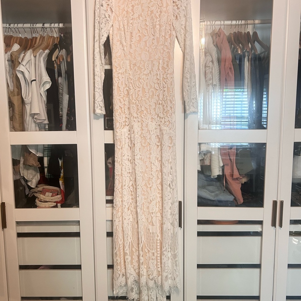 Lulu's Ivory Lace Long Sleeve Dress